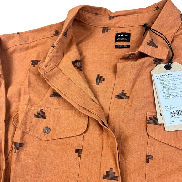 Prana NEW Lens flair top in Dark ale southwestern style top SZ L - Picture 2 of 7
